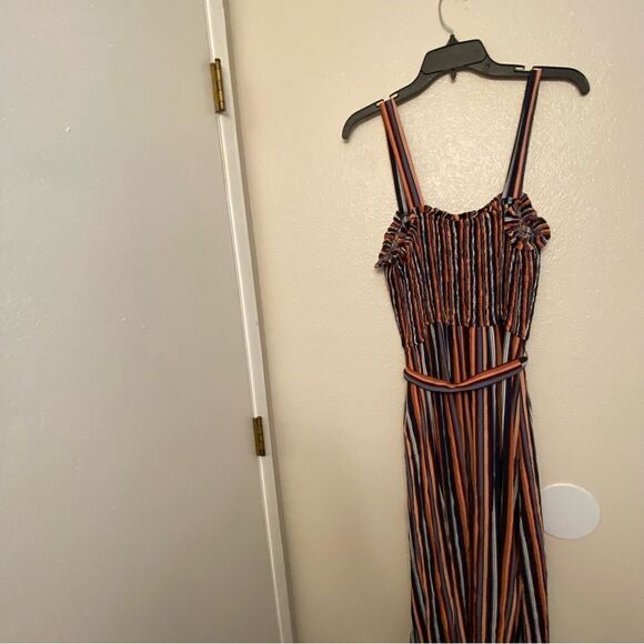 Universal Thread blue stripe smocked boho Square Neck belted Maxi Dress plus XXL - Picture 3 of 12